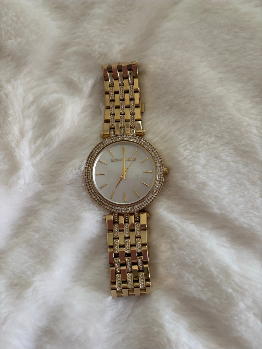 Michael Kors Gold and White Crystal-Trim Women's Watch